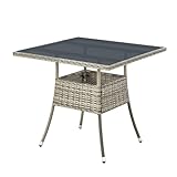 Juskys Polyrattan Gartentisch Yoro wetterfest - Balkontisch 80x80 cm eckig -...