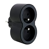 Articles-QUINCAILLERIE Biplite FB 2 x 2 P+T Standard Frontsteckdosen schwarz,...