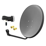 ARLI 60cm HD Sat Anlage Digital Single LNB + 2 F-Stecker 1 Teilnehmer Antenne...