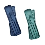 CATELL 2 Pcs Reisebesteck mit Etui,Camping Besteck Tragbare Reisebesteck Set...