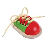 PlanToys Schnürschuh aus Holz für Kinder - Schnürsenkel Binden Lernen Kinder...