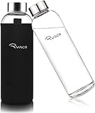 Ryaco Glasflasche 1 liter /1l - 550ml - Trinkflasche Wasserflasche Glas mit...