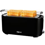 Clatronic Toaster 4 Scheiben | Toaster mit Brötchenaufsatz | Langschlitztoaster...