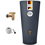 4rain Vaso 2in1 Regentonne 220 Liter Graphite Grey inkl. Kunststoff-Auslaufhahn...