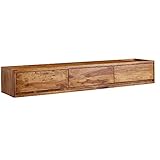 FineBuy Lowboard Hängend Sheesham Massivholz 160x25x35 cm TV-Schrank Braun |...