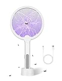 Bavmosek 4000V Elektrische Fliegenklatsche mit Ladestation, 2 in 1 USB mit Akku...