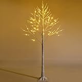 COSTWAY 150cm LED Lichterbaum, Birkenbaum mit warmweißen LED-Leuchten,...