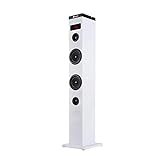NGS Sky Charm White - 50W Bluetooth Sound Tower mit Fernbedienung, Optischem...