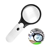 Lupe mit Licht, 3X 45X Leselupe, Hand-Schaft Lupen mit 3 LED Beleuchtete Licht,...