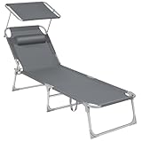 SONGMICS Sonnenliege, klappbarer Liegestuhl, 193 x 53 x 29 cm, trägt bis zu 150...