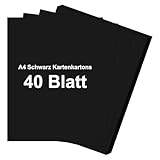 Schwarzer Bastelkarton A4, Druckerpapier A4 Kartonpapier, 40 Blatt Dicker Karton...