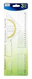 TSI Zeichengarnitur 3-teilig, mit Lineal 17 cm + 30 cm und Geodreieck 16 cm,...