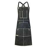 ONETIAN Schwarz Schweißerschürze aus Leder, robuster Schutz mit Hitze- und...