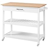 Yaheetech Servierwagen mit Schublade Küchenwagen mit 2 Ablagen Rollwagen...