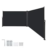 AufuN Seitenmarkise Ausziehbar 180 x 600 cm Doppel Sonnenschutz aus Polyester...