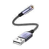 MOSWAG USB auf 3,5 mm Klinke Audio Adapter,Externe USB A Soundkarte auf 3,5 mm...