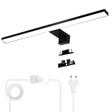 YIQAN LED Spiegelleuchte Spiegel Lampe 4000K Natürliches Mattschwarz 30cm...