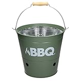 ECD Germany Grilleimer Ø25cm mit Grillrost und Tragegriff, Eimergrill aus...