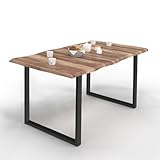 IDMarket - Esstisch, rechteckig, Dakota, 6 Personen, U-Form, industrielles...
