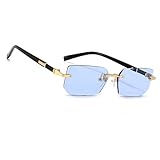 MEGAVOW Rahmenlose Rechteck Sonnenbrille, Brillenband, Vintage Retro Brillen...