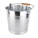 Zinkeimer 7 Liter mit Holzgriff, Metalleimer Robuster Zinkeimer mit Henkel,...