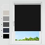 HOMEDEMO Verdunklungsrollo ohne Bohren, Verdunkelungsrollo Klemmfix, Schwarz B45...