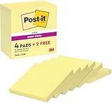 Post-it Super Sticky Notes Kanariengelb, Packung mit 6 Blöcken, 90 Blatt pro...