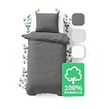 JACOBSON Bettwäsche 135x200 Set - 100% Baumwolle Bettbezug 135x200 cm + 1...