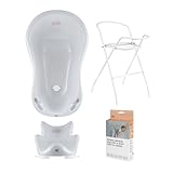 Hylat Baby Set: Stabile Babybadewanne mit Gestell, Badesitz und Abfluss - TÜV...