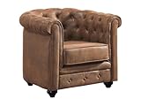 Vente-unique-Sessel - Microfaser - Vintage-Look - Chesterfield Braun