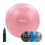 KM-Fit Gymnastikball 75cm | Trainingsball mit Luft-Pumpe | Sitzball Büro...