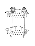 WENKO Duschablage Ecke 2 Etagen ohne Bohren, Vacuum-Loc Eckregal Mod. Bari mit...