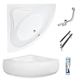 ECOLAM Badewanne Mia 130x130 cm Schürze | Wanne mit Sitz | Acrylwanne Eckwanne...