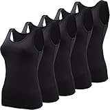 BQTQ 5 Stück Elastische Tank Tops Damen Unterhemden Stretch Crop Top Basic Cami...