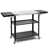 BREUAILY Gourmet Grilltisch Klappbar Servierwagen 3 Etagen KüChenwagen,...