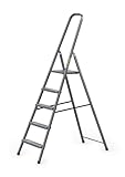 DRABEST - Stehleiter - mit 5 Stufen - bis 125 kg belastbar - 1,73 m lang -...