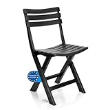 BigDean Gartenstuhl klappbar aus wetterfestem & robustem Kunststoff in Anthrazit...