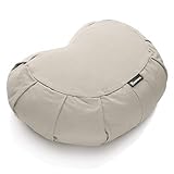 BODYMATE Halbmond Yogakissen 42cm lang 30cm breit und 15cm hoch Leinen-Grau hell...