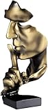 Moderne Skulptur Deko, Figur Skulpturen aus Harz, Silence is Gold Denker Statue,...