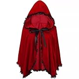 Generisch Mädchen Halloween Kostüm Cape Kapuzenumhang Spitzenbesatz Kurzer...