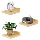 IBUYKE Small Floating Shelf,Wooden Wall Shelves,Set of 3,Display Racks,Hanging...