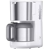 Braun PurShine KF1505 WH Filterkaffeemaschine, 1,2L Edelstahl-Thermokanne für...
