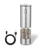 Elektrische Salz- und Pfeffermühle, Stufenlos einstellbarer Keramikmahlwerk aus...