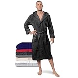 Twinzen Bademantel Herren - L - Dunkelgrau - 100% Baumwolle (350g/m²)...