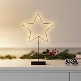 Metall Leuchtstern Aufsteller schwarz batteriebetrieben mit Timer - 43 x 25 cm -...