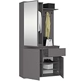 AKORD Garderoben-Set ENTRO Schwarz 95 cm - Kompaktgarderobe Schmaler Flur - 3...