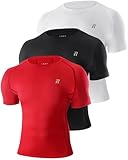 Runhit 3 Pack Kompressionsshirt Herren Kurzarm, Funktionsshirt Schnelltrocknend...