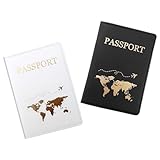BRISKORE 2 Stück Reisepasshülle Reisepass Hülle PU Leather Passport Cover...