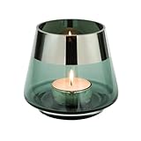 Fink Teelichthalter Ø 11 cm aus Glas türkis kleines Windlicht mit silbernem...