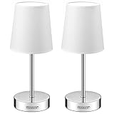 MONZANA® Nachttischlampe 2er Set 32cm Stoff Grau Taupe Anthrazit Weiß...